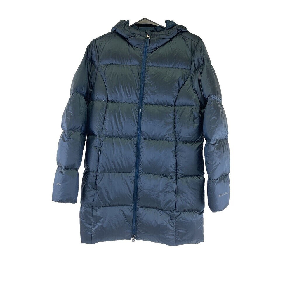 Eddie Bauer Luna Peak Down Parka Puffer Jacket Peacock Hood Mid 550 Womens Large